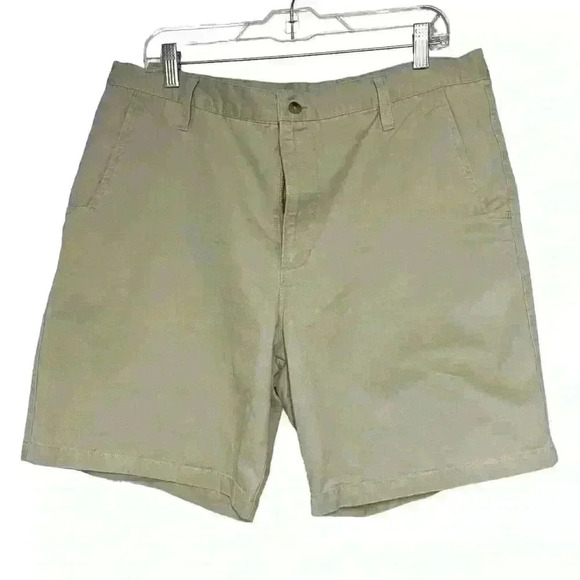 Woolrich Mens Khaki Flat Front Shorts size 36. Classic Vacation Casual - Picture 1 of 6